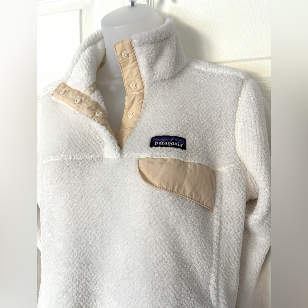 Patagonia Sweater Fleece Women’s Re-Tool Snap-T Pullover size Small Ivory - Picture 7 of 13
